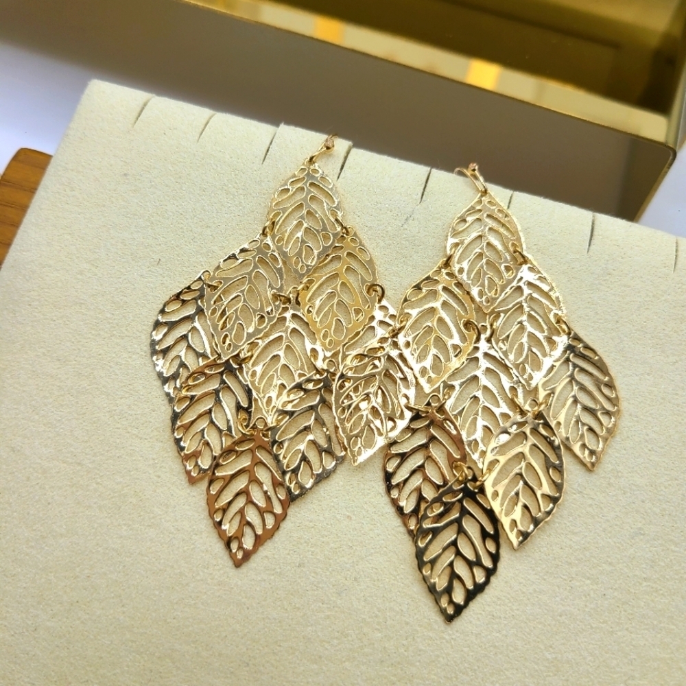 Shiny Goldtone Earrings • Layered • Tiered • Dangling • Finer Costume • New